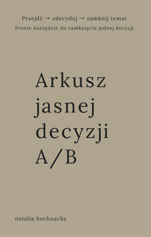 Arkusz jasnej decyzji A/B